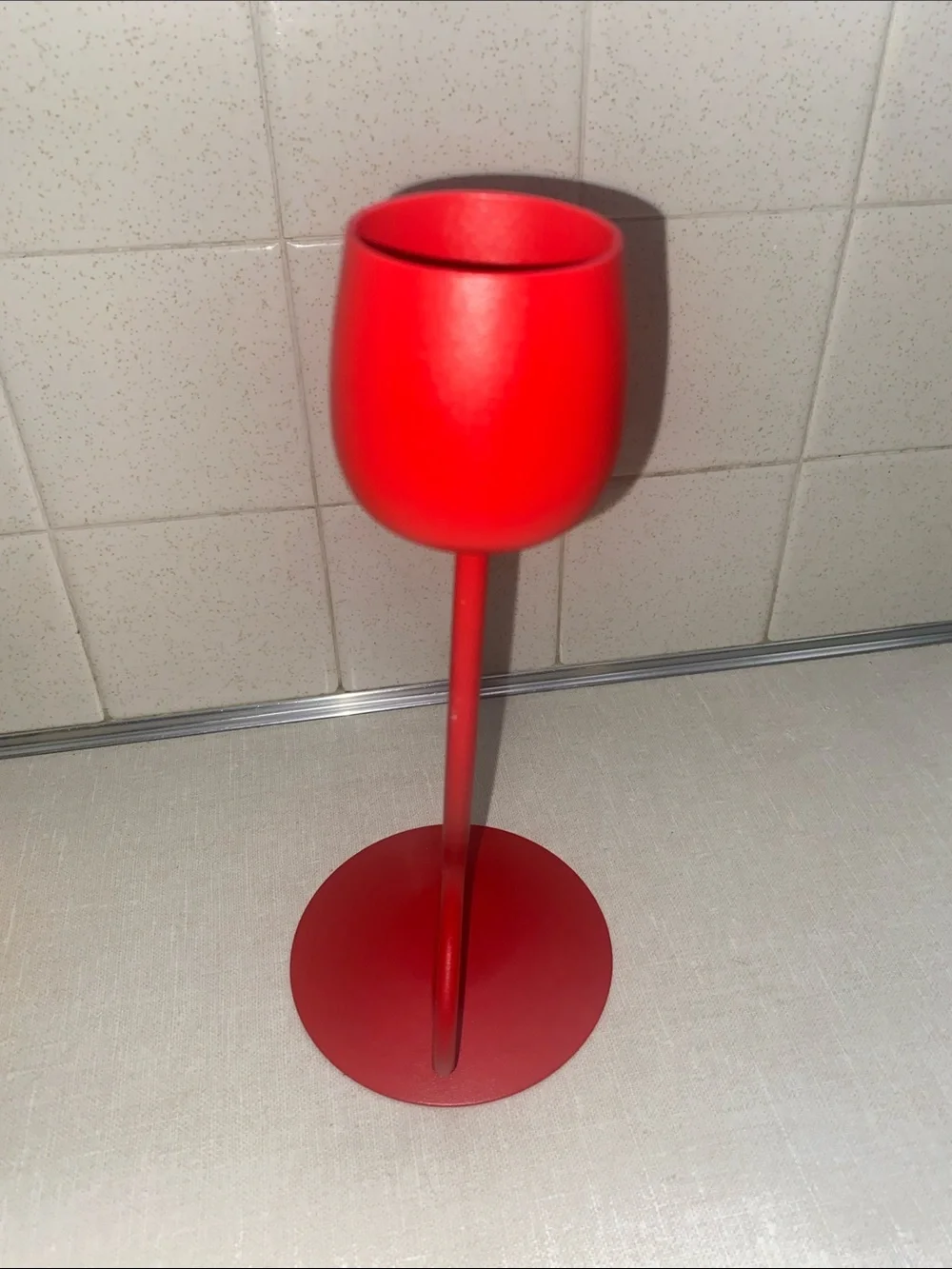 Ikea Silverparon Candlestick/Tealight Holder Bright Red Aluminum/Steel